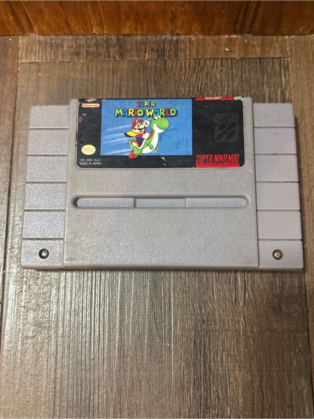 Nintendo Super Mario World SNES Cartridge - Light Gray Shell, Blue Label